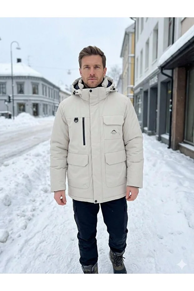 Dynamo Erkek Kapüşonlu Su İtici Rüzgar Geçirmez Kaz Tüyü Comfort Fit Mont
